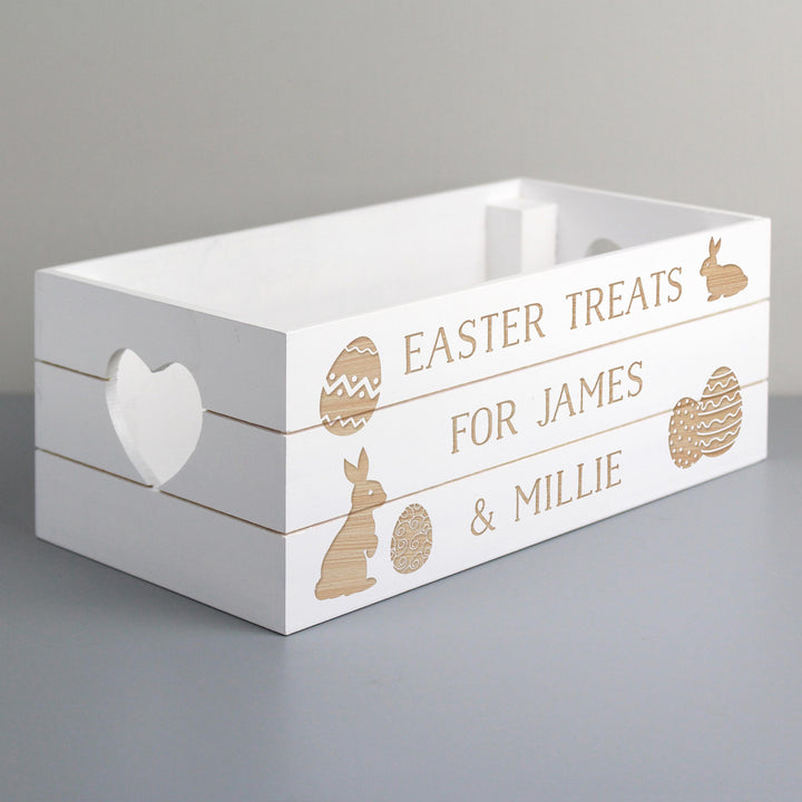 Personalised Easter Bunny White Wooden Crate – alternative view