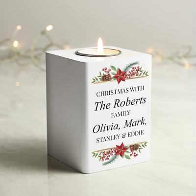 Personalised Christmas Wooden Tealight Holder