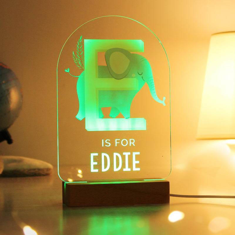 Personalised Animal Alphabet Wooden Based LED Light