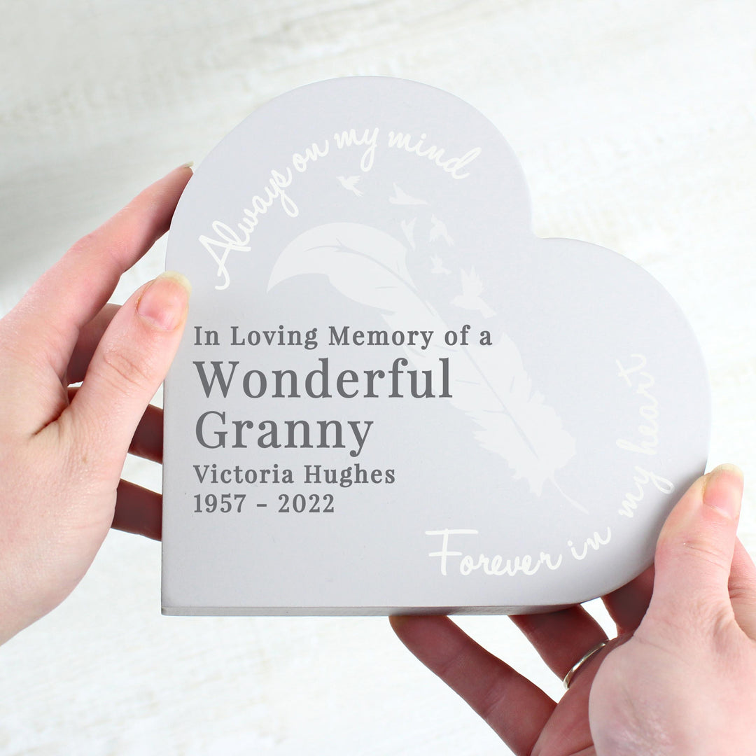 Personalised Feather Memorial Heart Ornament – alternative view