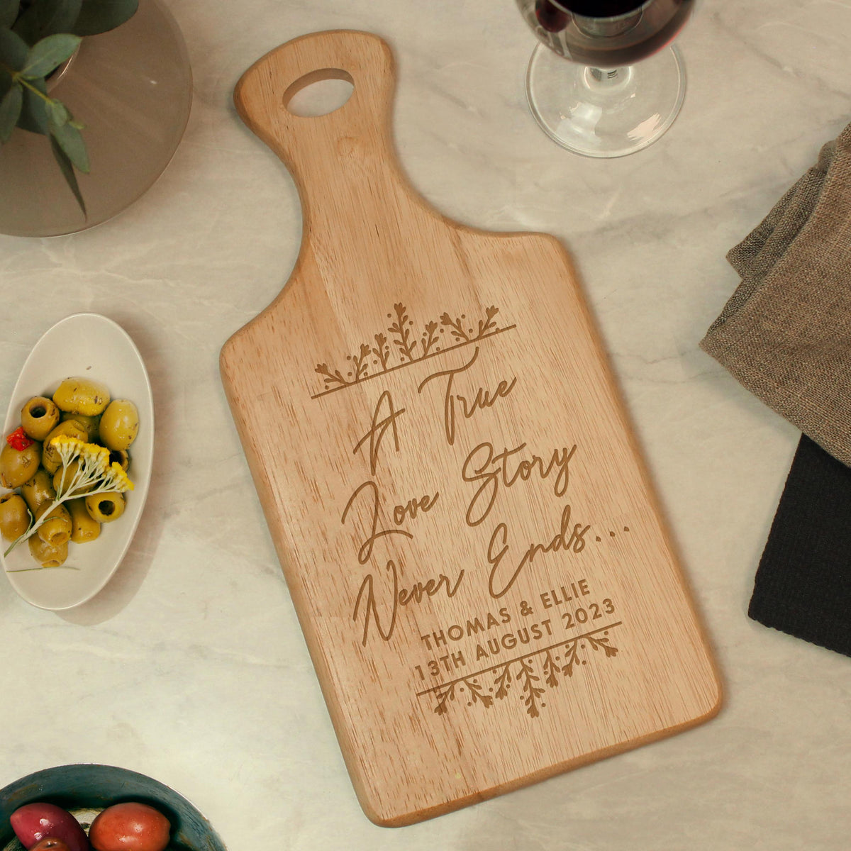 Personalised True Love Story Wooden Paddle Board – alternative view