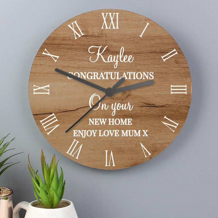 Personalised Wood Effect Clock – alternative view