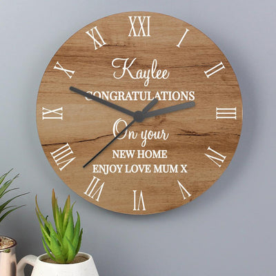 Personalised Wood Effect Clock