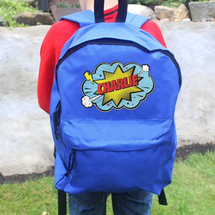 Personalised Superhero Blue Backpack – alternative view