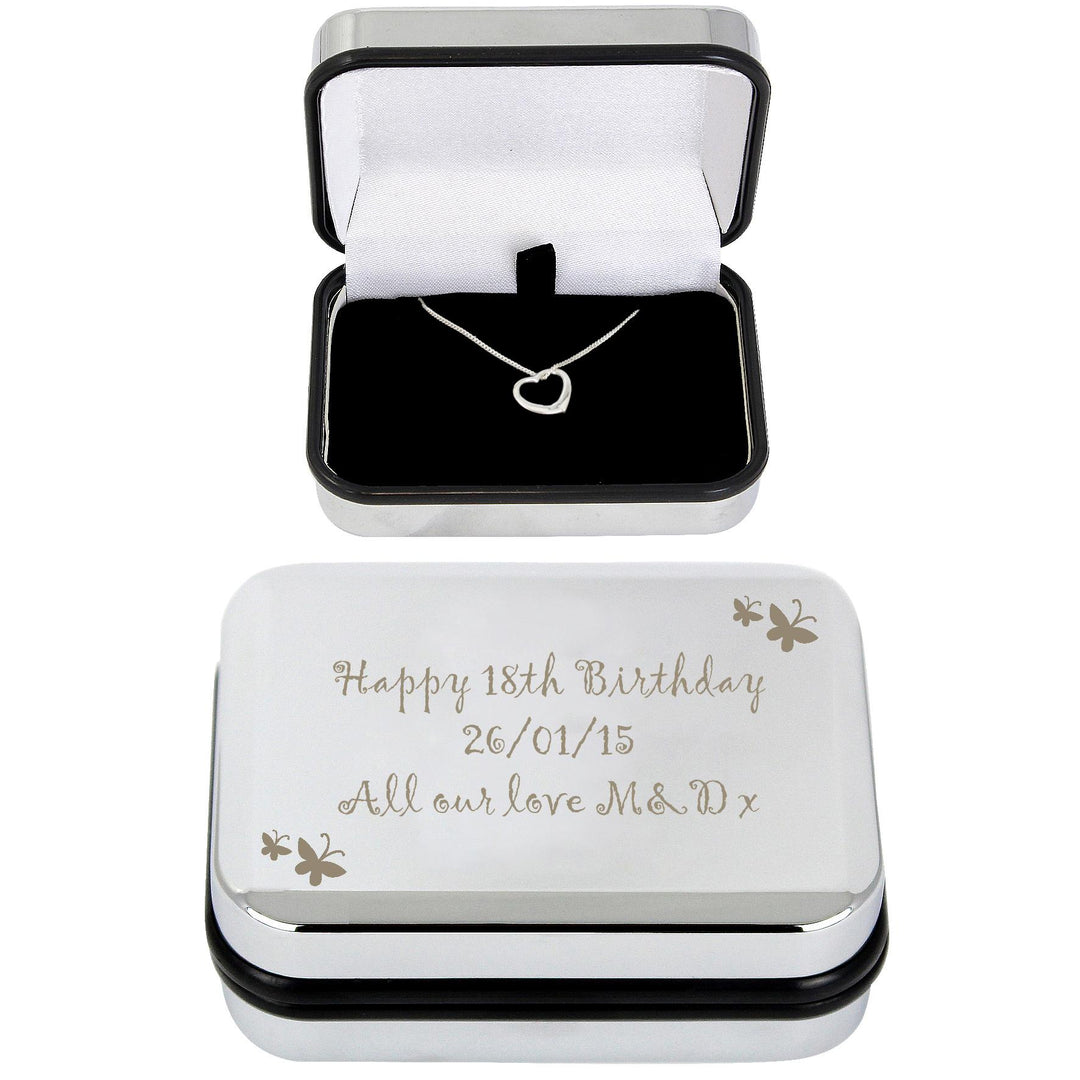 Personalised Butterfly Heart Necklace and Box, The Personal Shop, personalised gifts