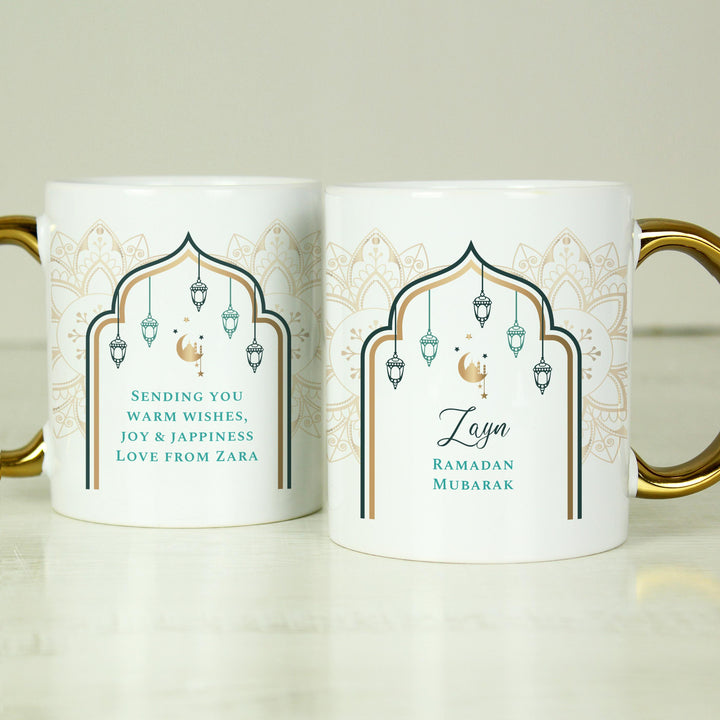 Personalised Eid and Ramadan Gold Handled Mug - alternative view