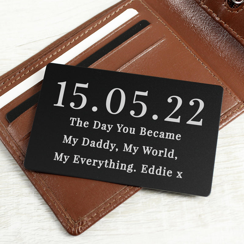 Personalised Large Date Black Wallet Card