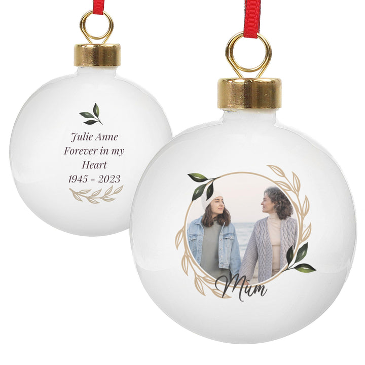 Personalised Photo Upload Memorial Bauble – alternative view