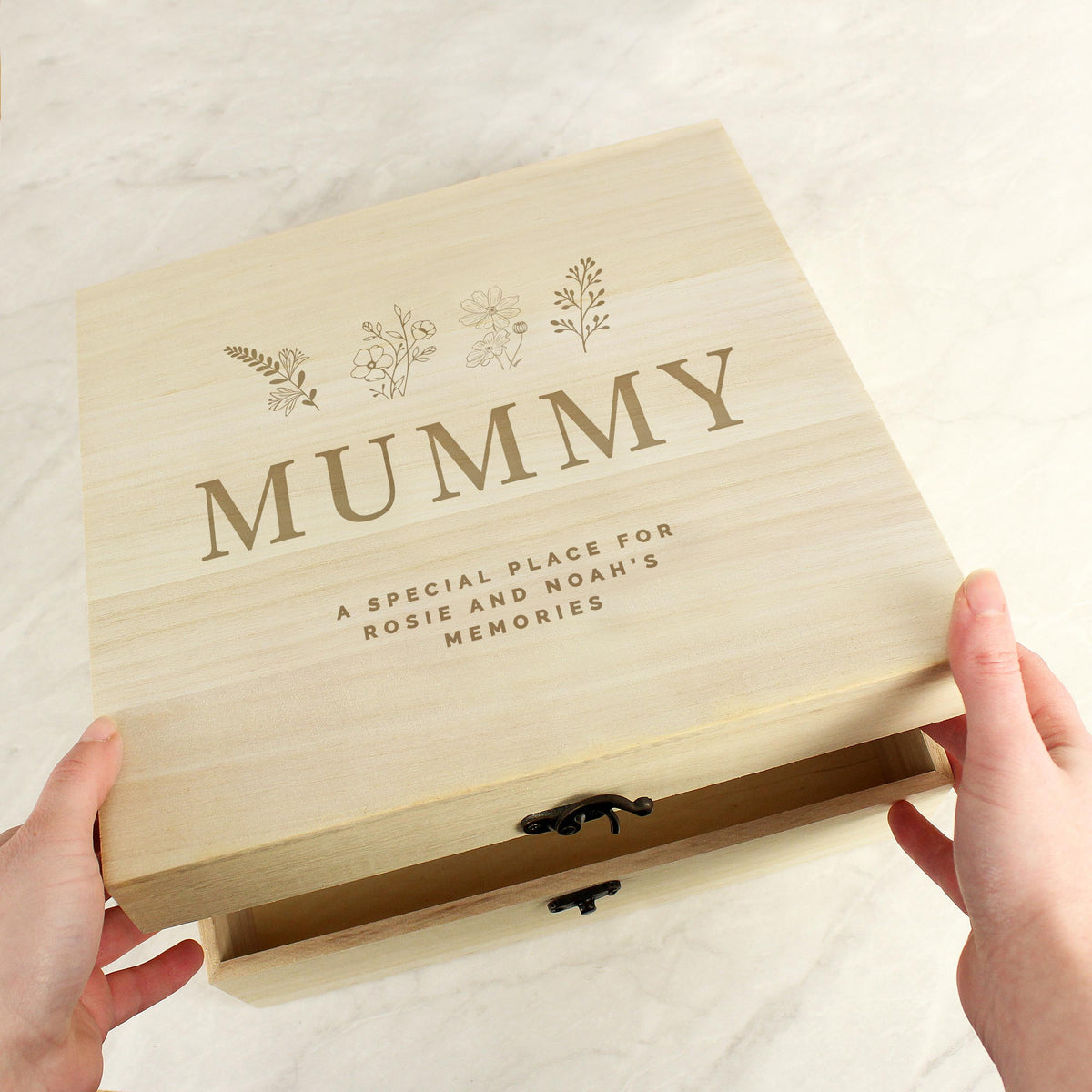 Personalised Floral Wooden Keepsake Box, The Personal Shop, personalised gifts