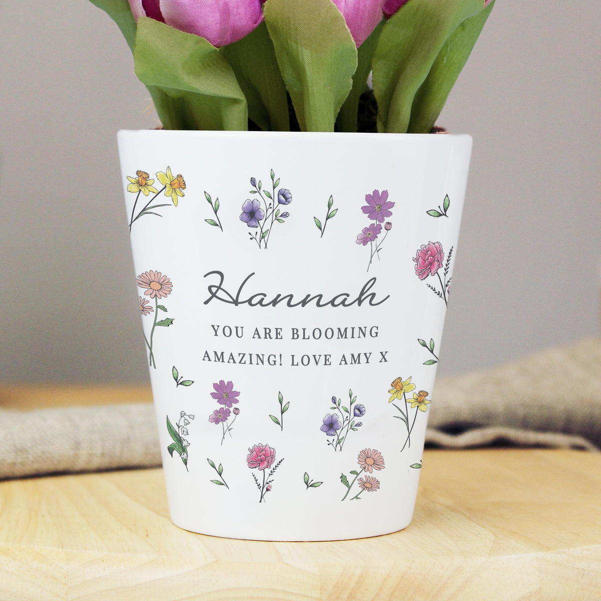 Personalised Wild Flowers Plant Pot – alternative view