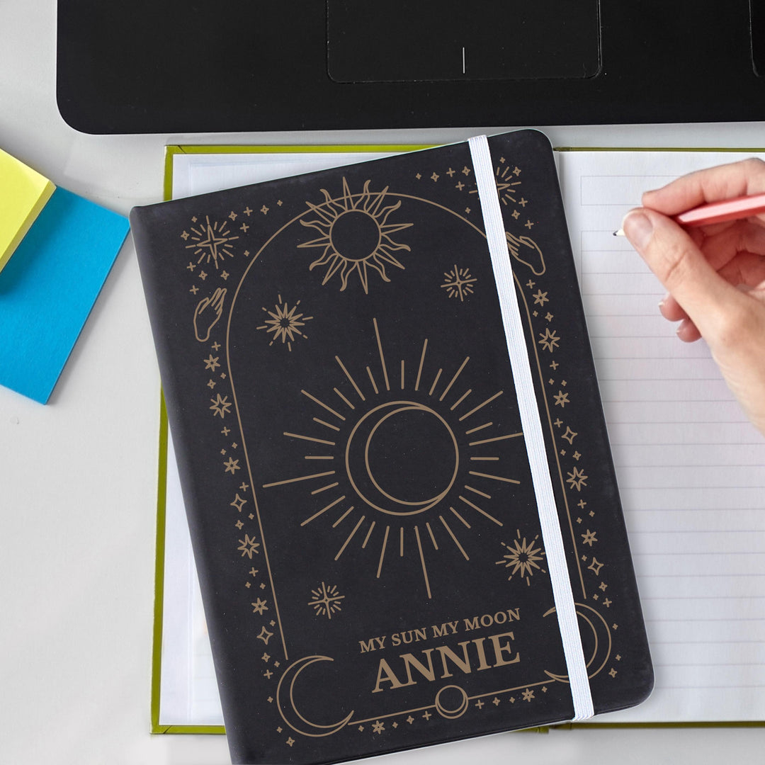 Personalised Celestial Black Hardback Notebook – alternative view