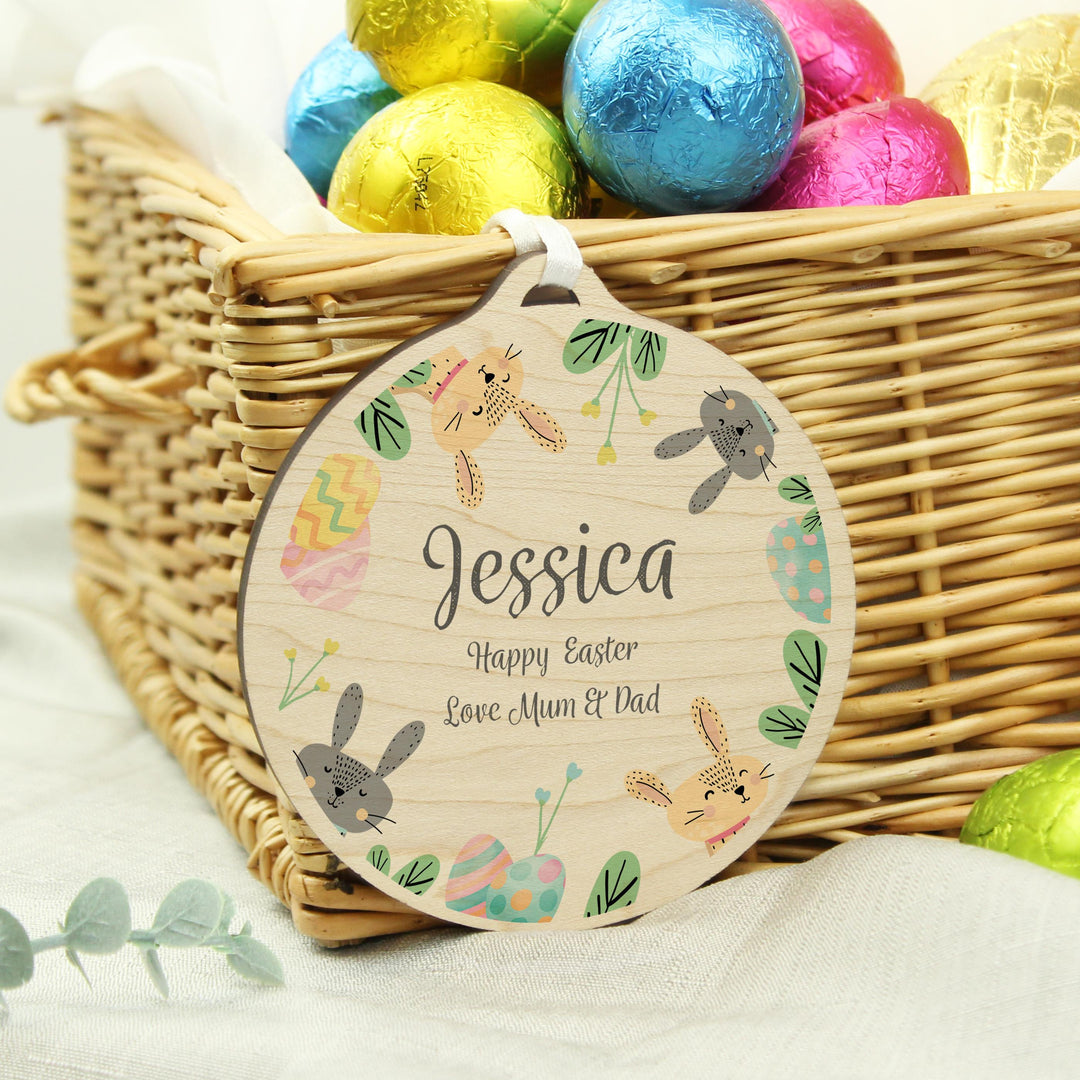 Personalised Easter Bunny Wooden Decoration, The Personal Shop, personalised gifts