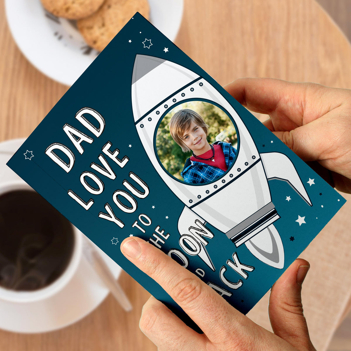 Personalised Moon & Back Photo Upload Card, The Personal Shop, personalised gifts