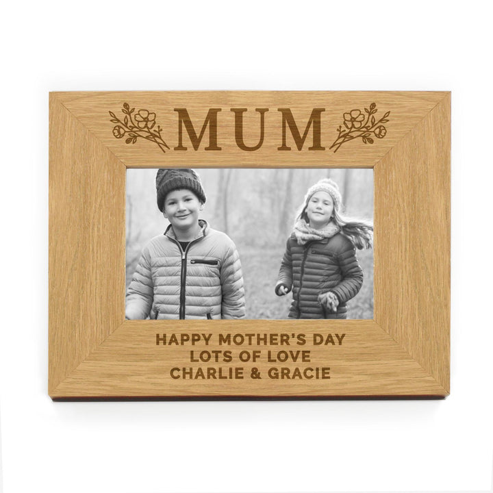 Personalised Floral Mum 4x6 Oak Finish Photo Frame – alternative view