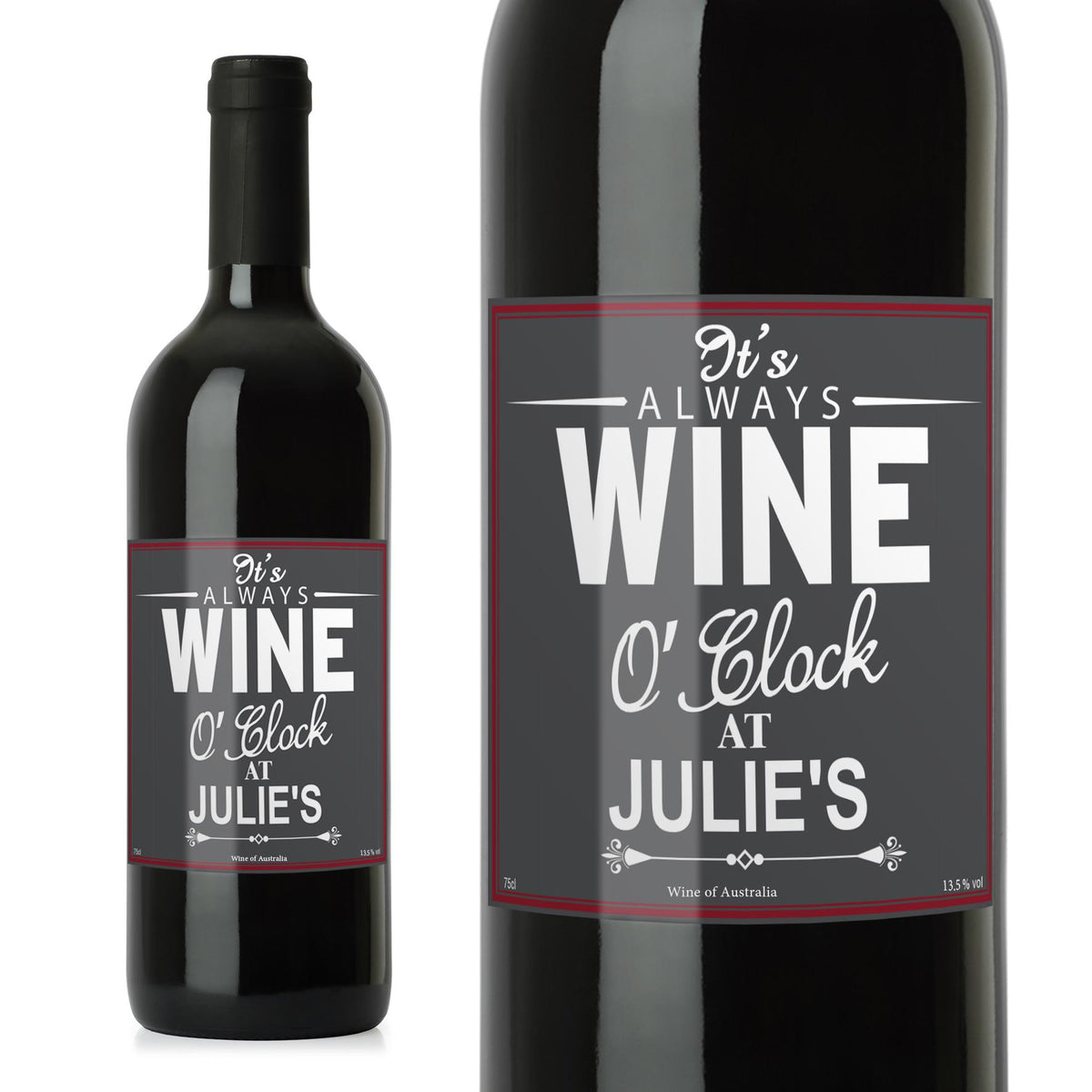 Personalised Wine O'Clock Red Wine – alternative view
