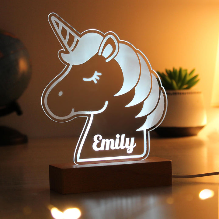 Personalised Unicorn Wooden Based LED Light - alternative view