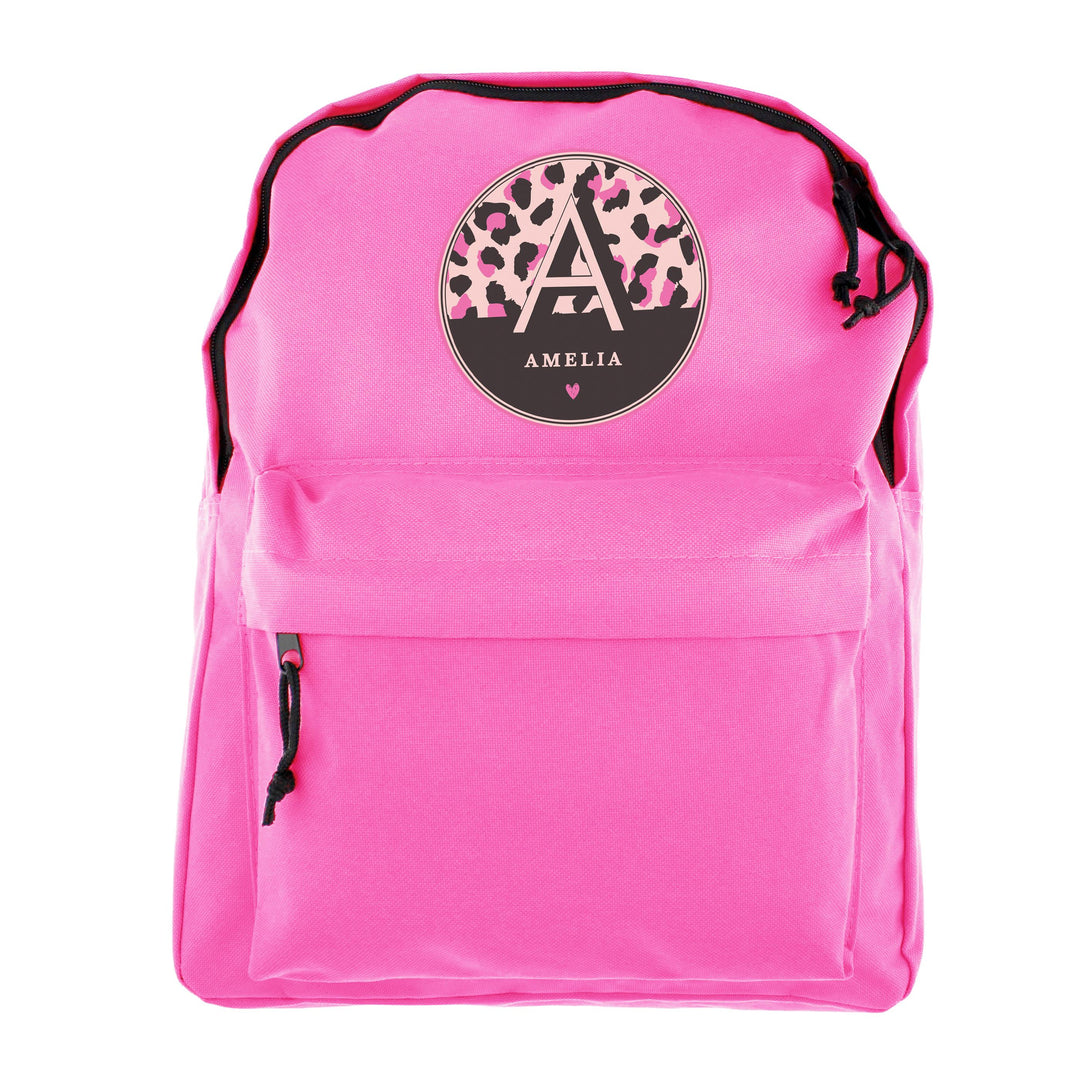 Personalised Leopard Print Pink Backpack, The Personal Shop, personalised gifts