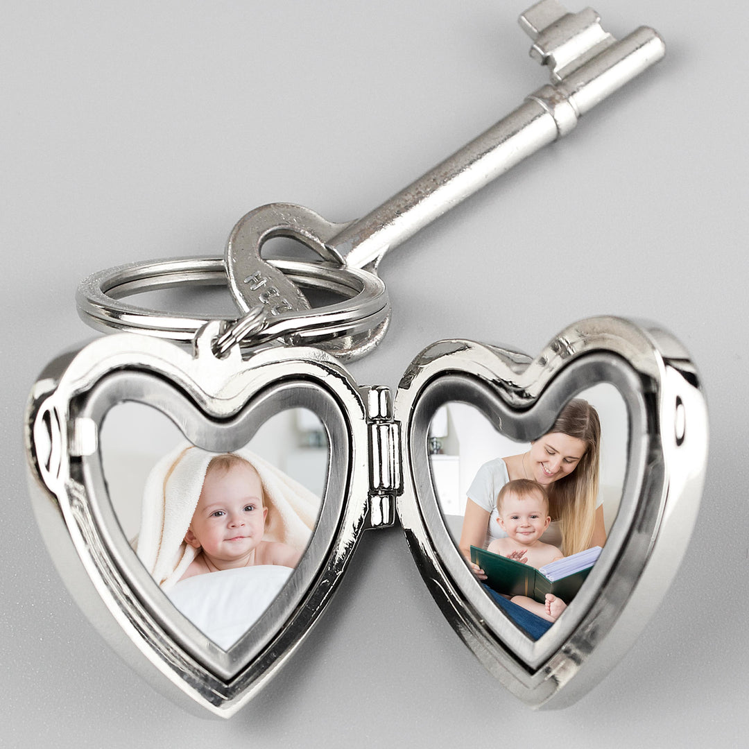 Personalised Heart Photoframe Keyring – alternative view