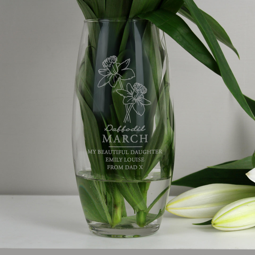 Personalised March Birth Flower Bullet Vase – alternative view
