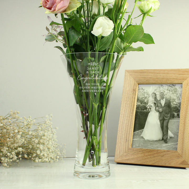 Personalised Free Text Botanical Hand Cut Diamante Heart Vase – alternative view