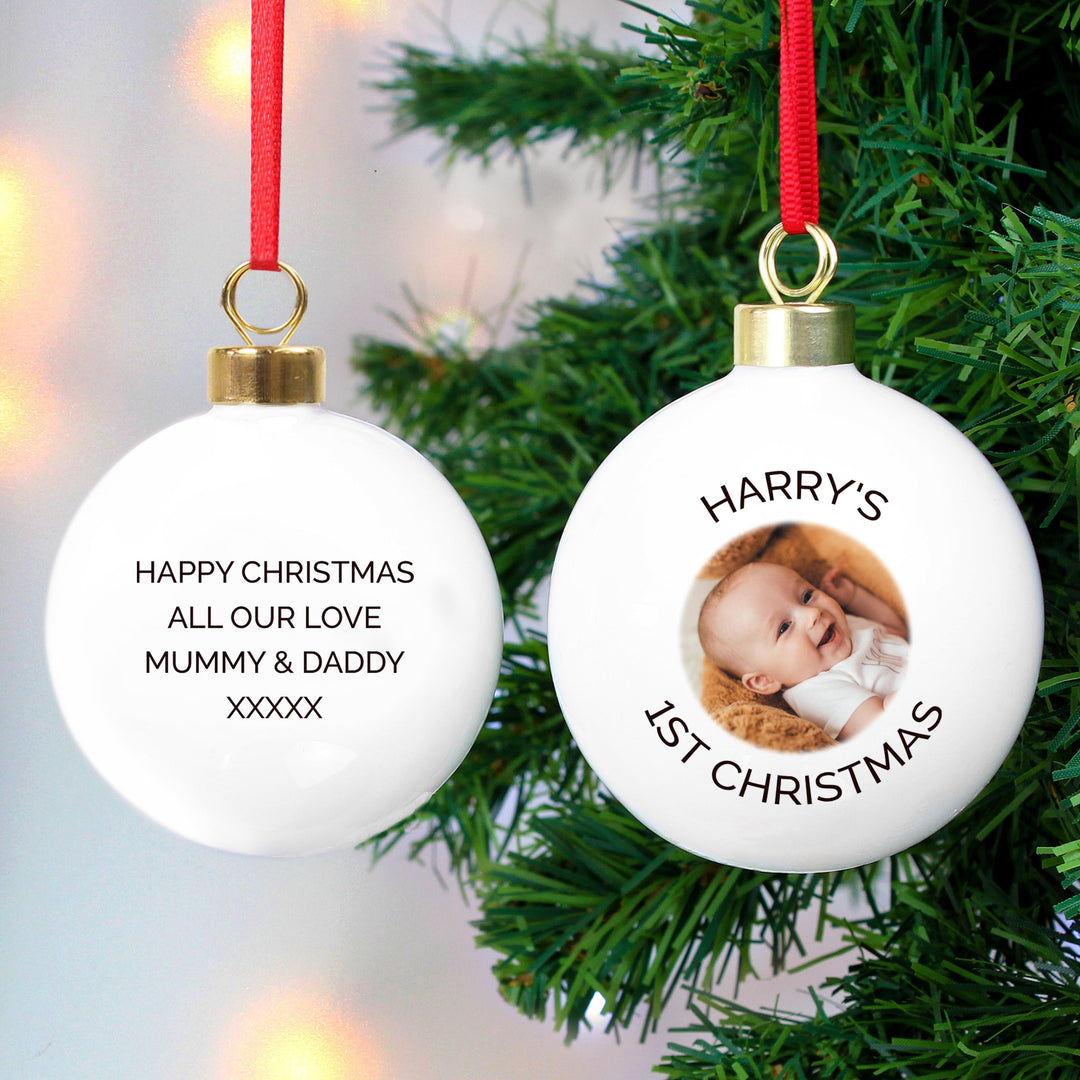 Personalised Photo Upload Bauble – alternative view