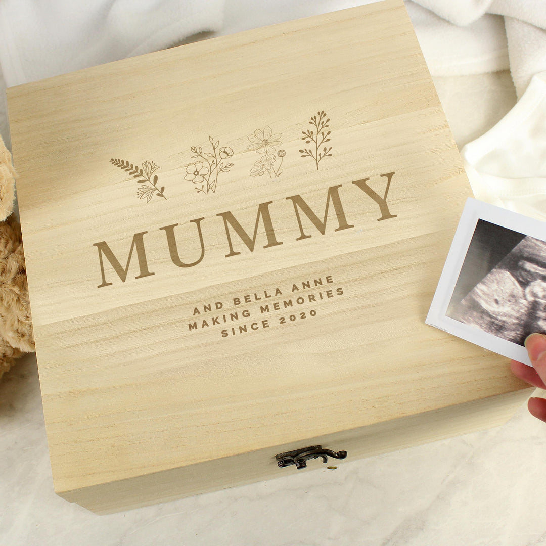Personalised Floral Wooden Keepsake Box, The Personal Shop, personalised gifts