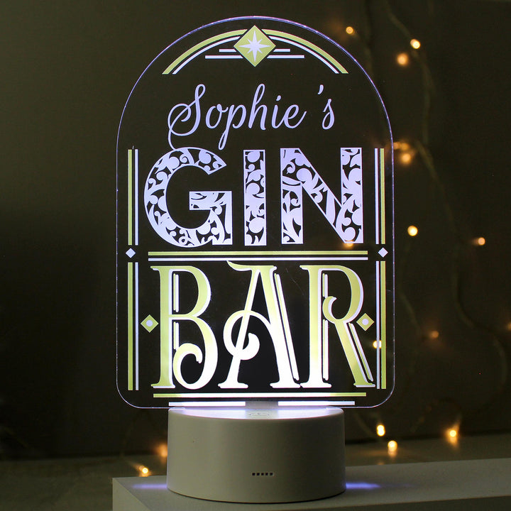 Personalised Gin Bar LED Colour Changing Night Light – alternative view