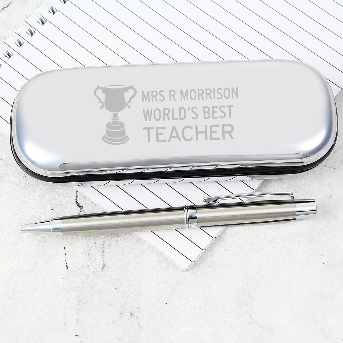 Personalised Teacher Trophy Pen and Box Set, The Personal Shop, personalised gifts