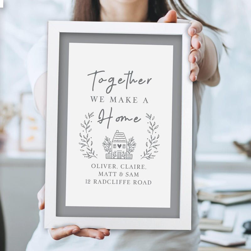 Personalised HOME White A4 Framed Print