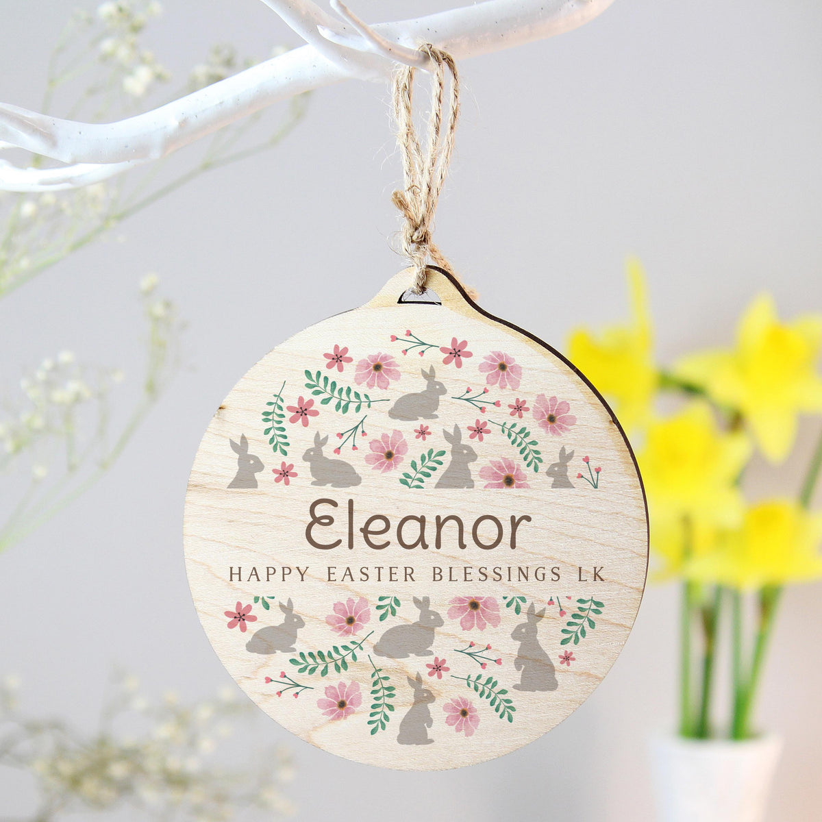 Personalised Easter Round Wooden Decoration – alternative view