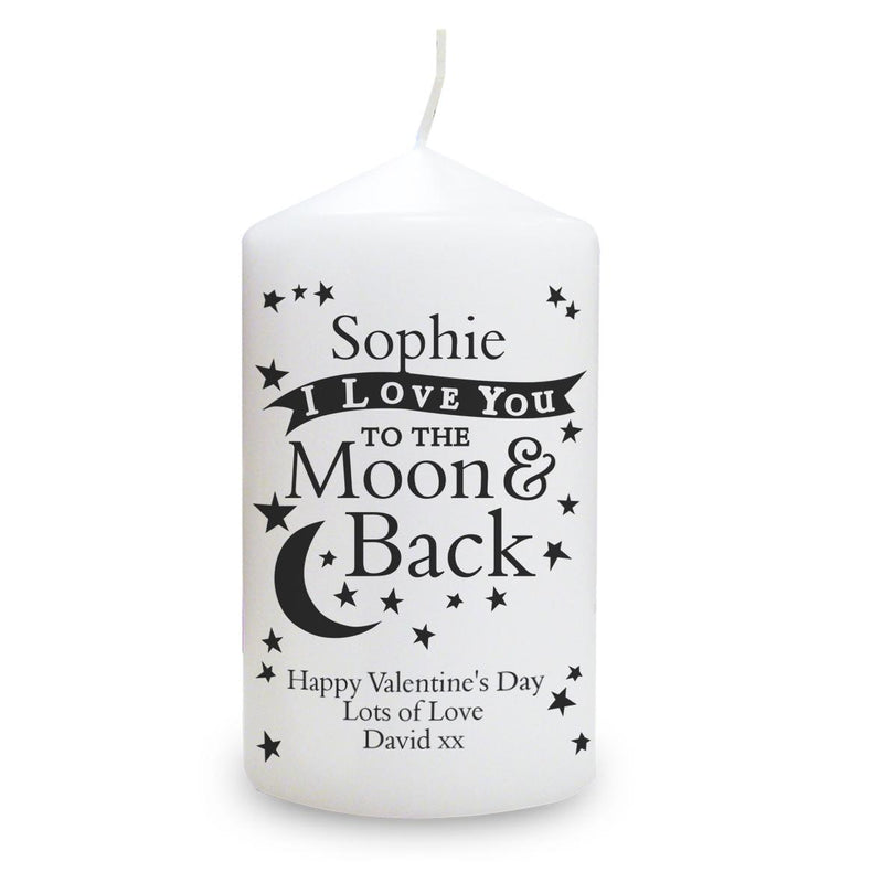 Personalised To the Moon and Back... Pillar Candle