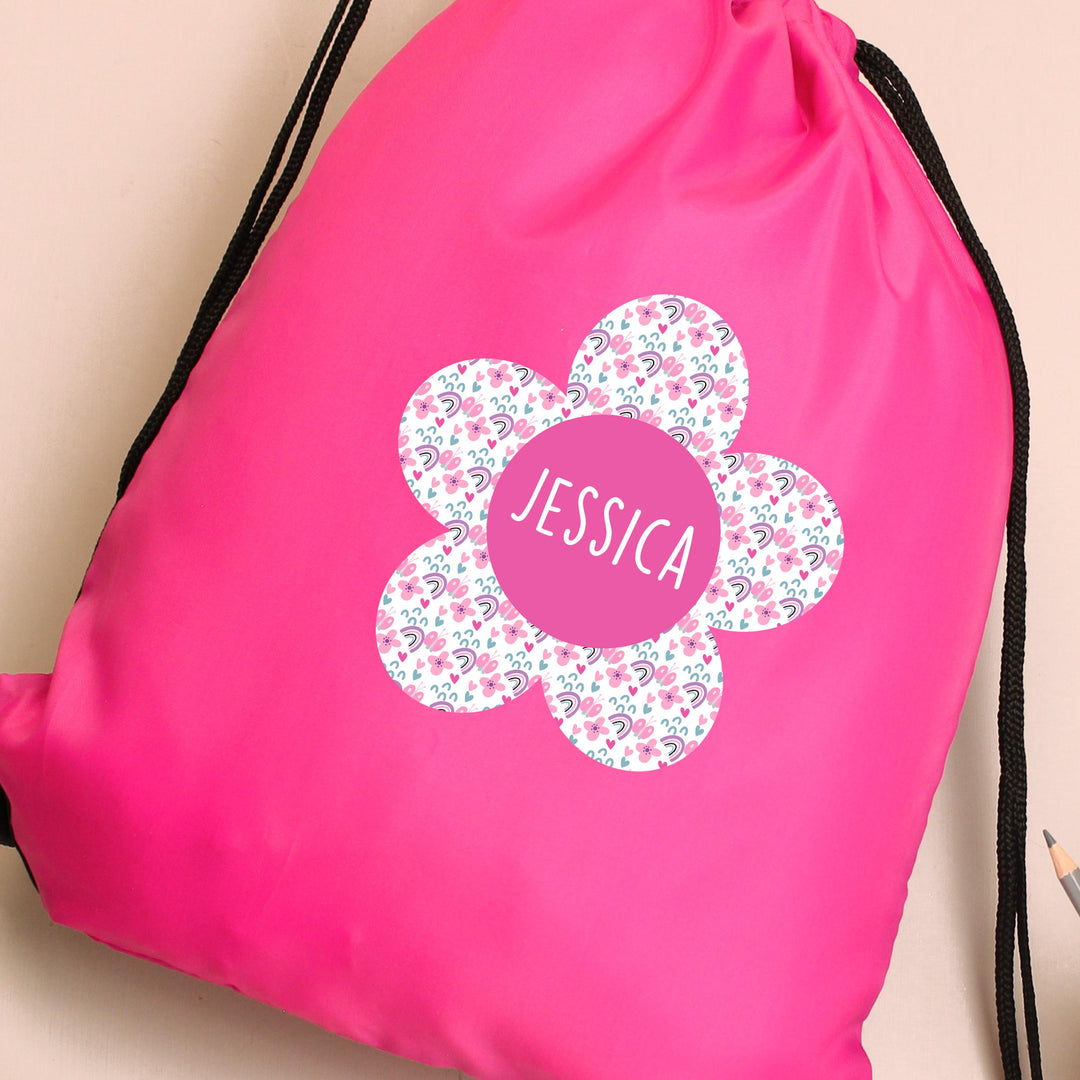 Personalised Flower Pink Kit Bag – alternative view