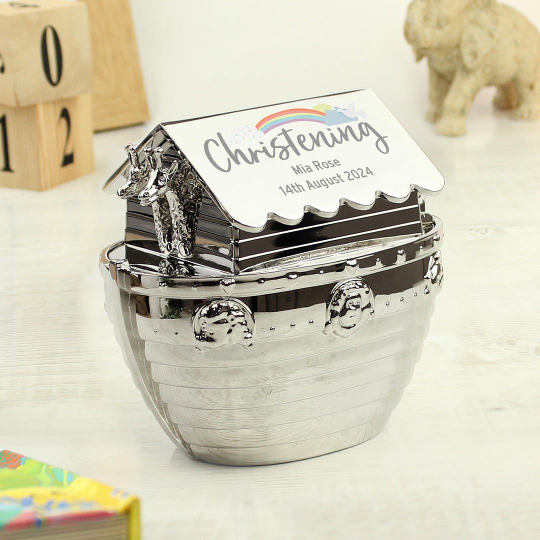 Personalised Christening Noahs Ark Money Box – alternative view