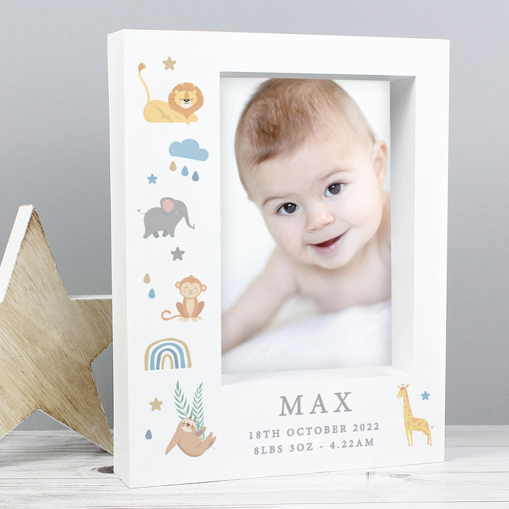 Personalised Safari Animals Initial 5x7 Box Photo Frame, The Personal Shop, personalised gifts