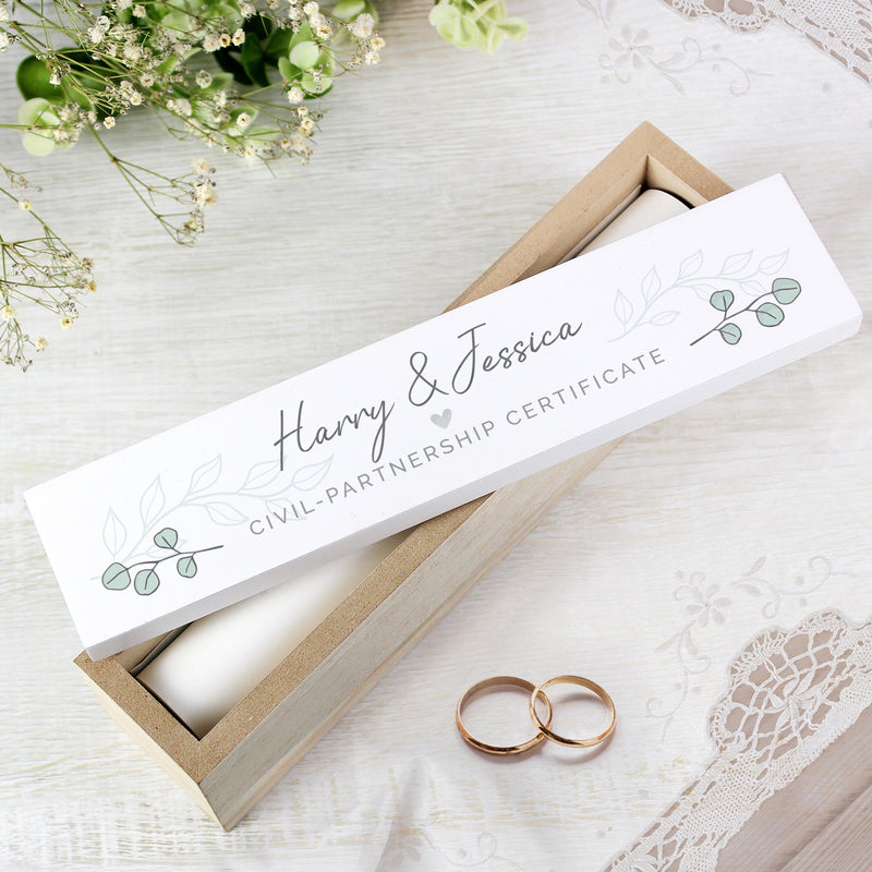 Personalised Botanical Wooden Certificate Holder