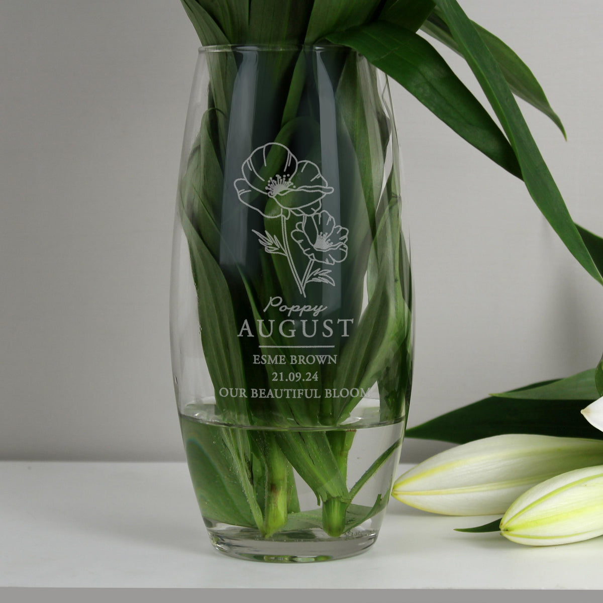 Personalised August Birth Flower Bullet Vase, The Personal Shop, personalised gifts