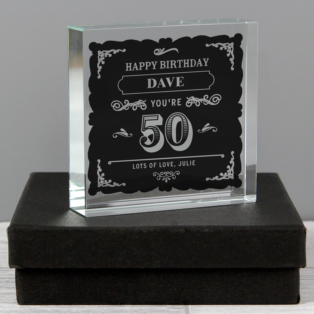 Personalised Birthday Vintage Typography Crystal Token, The Personal Shop, personalised gifts