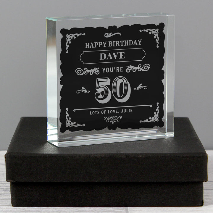 Personalised Birthday Vintage Typography Crystal Token, The Personal Shop, personalised gifts
