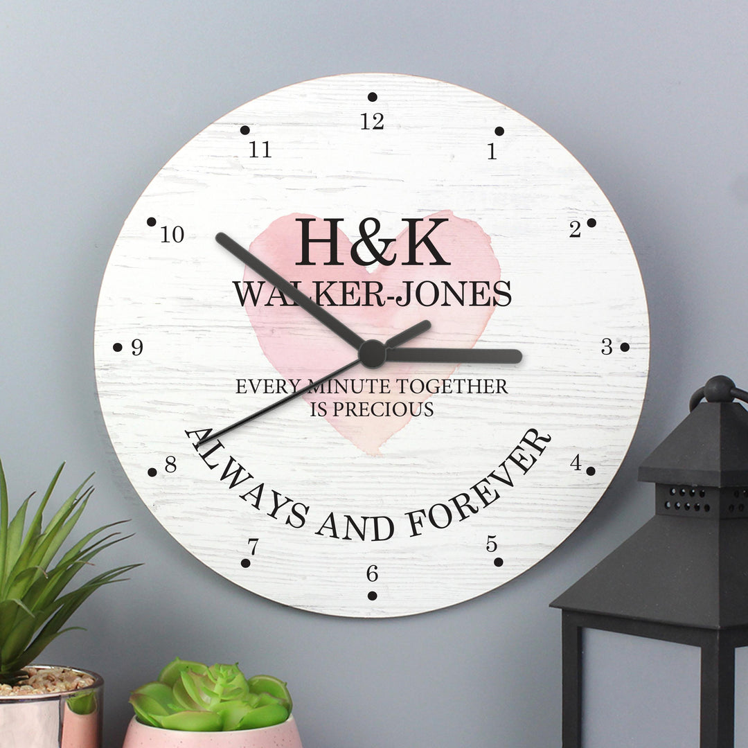 Personalised Couples Wooden Clock – alternative view