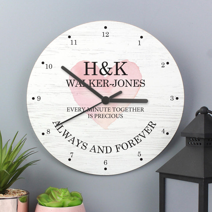 Personalised Couples Wooden Clock – alternative view