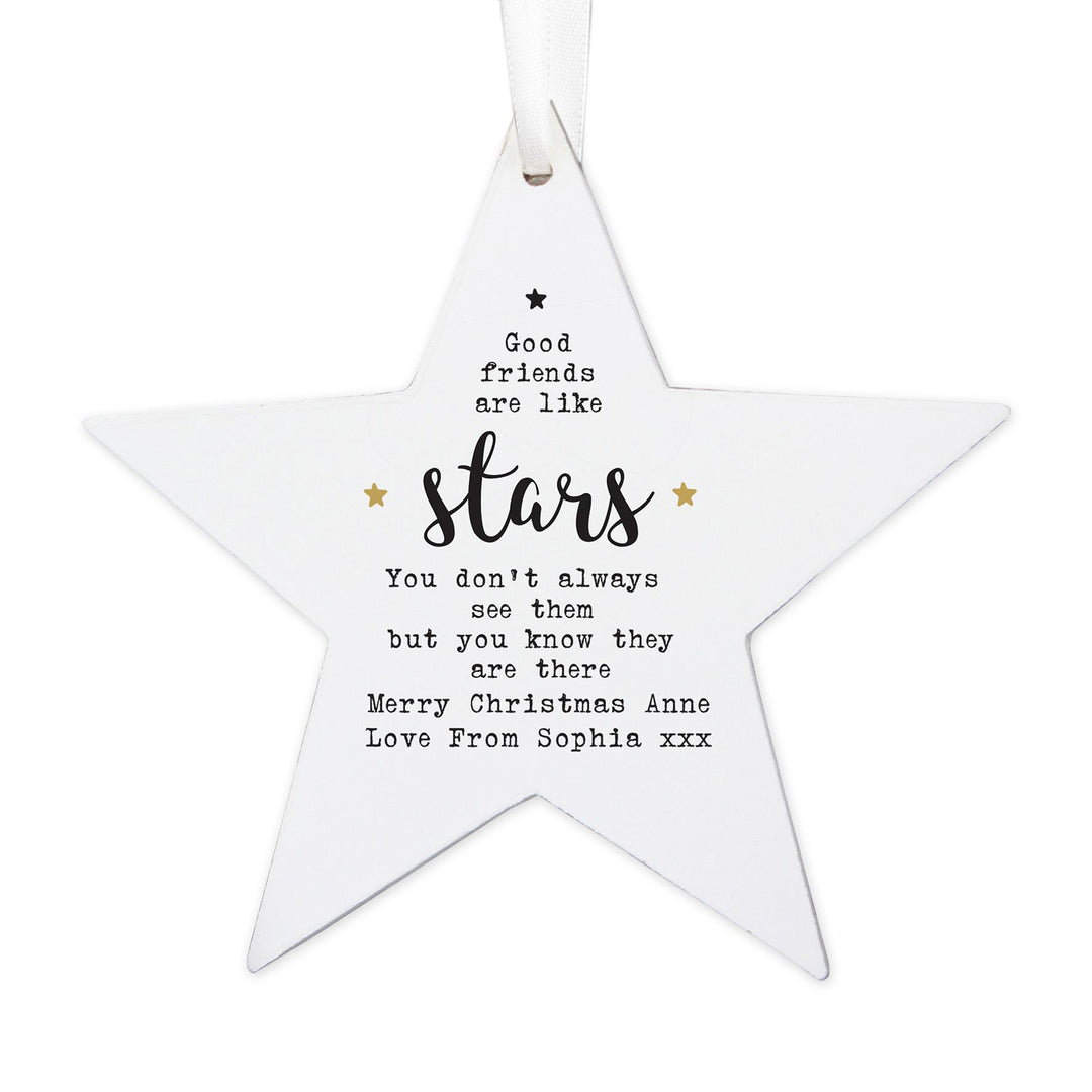 Personalised Good Friends Wooden Star Decoration – alternative view