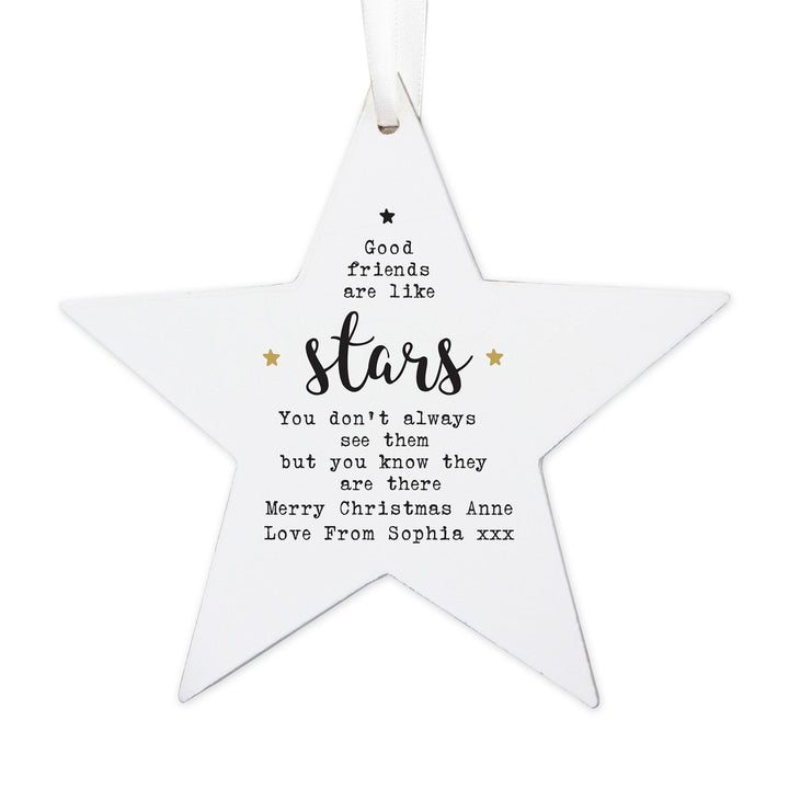 Personalised Good Friends Wooden Star Decoration – alternative view