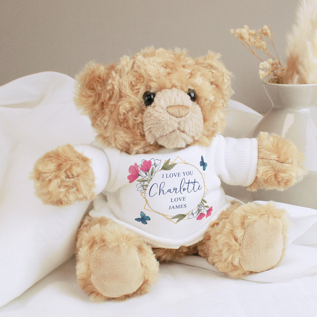 Personalised Geometric Floral Teddy Bear - alternative view