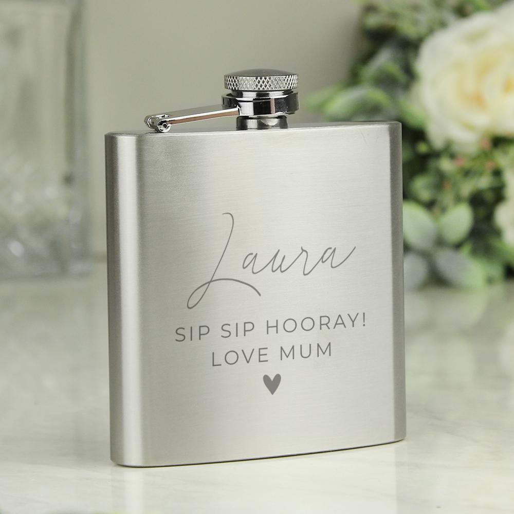 Personalised Free Text Wedding Party Hip Flask – alternative view