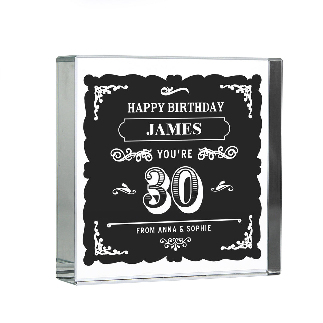 Personalised Birthday Vintage Typography Crystal Token, The Personal Shop, personalised gifts