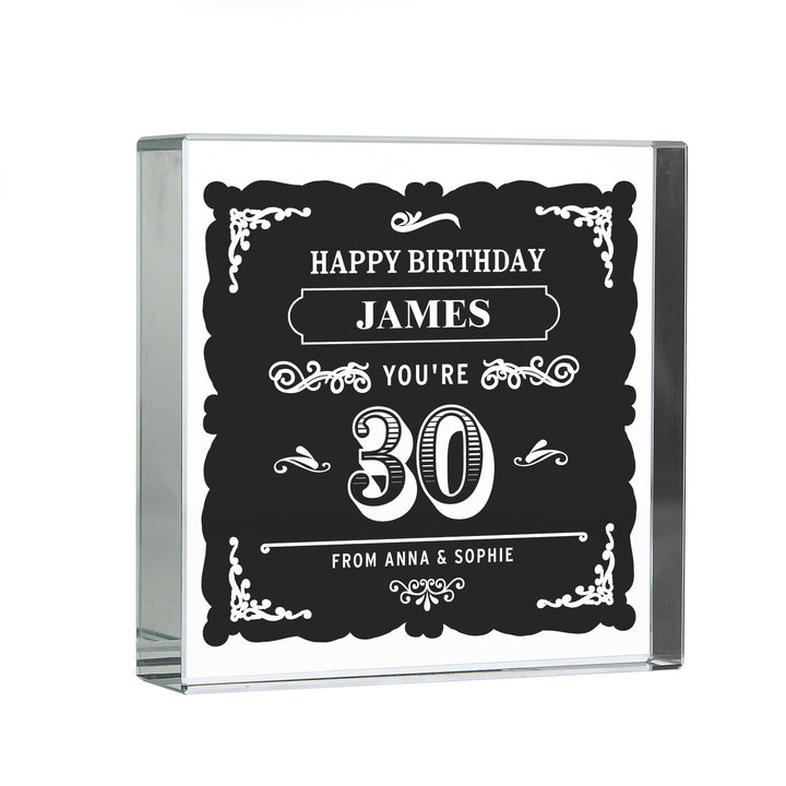 Personalised Birthday Vintage Typography Crystal Token, The Personal Shop, personalised gifts
