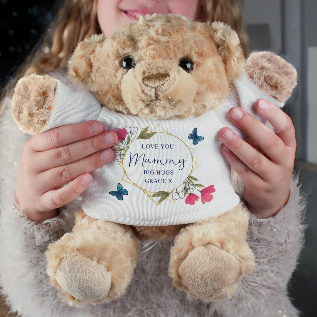 Personalised Geometric Floral Teddy Bear - alternative view
