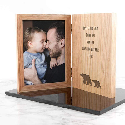 Treat Engraved Father's Day Bear Book Photo Frame