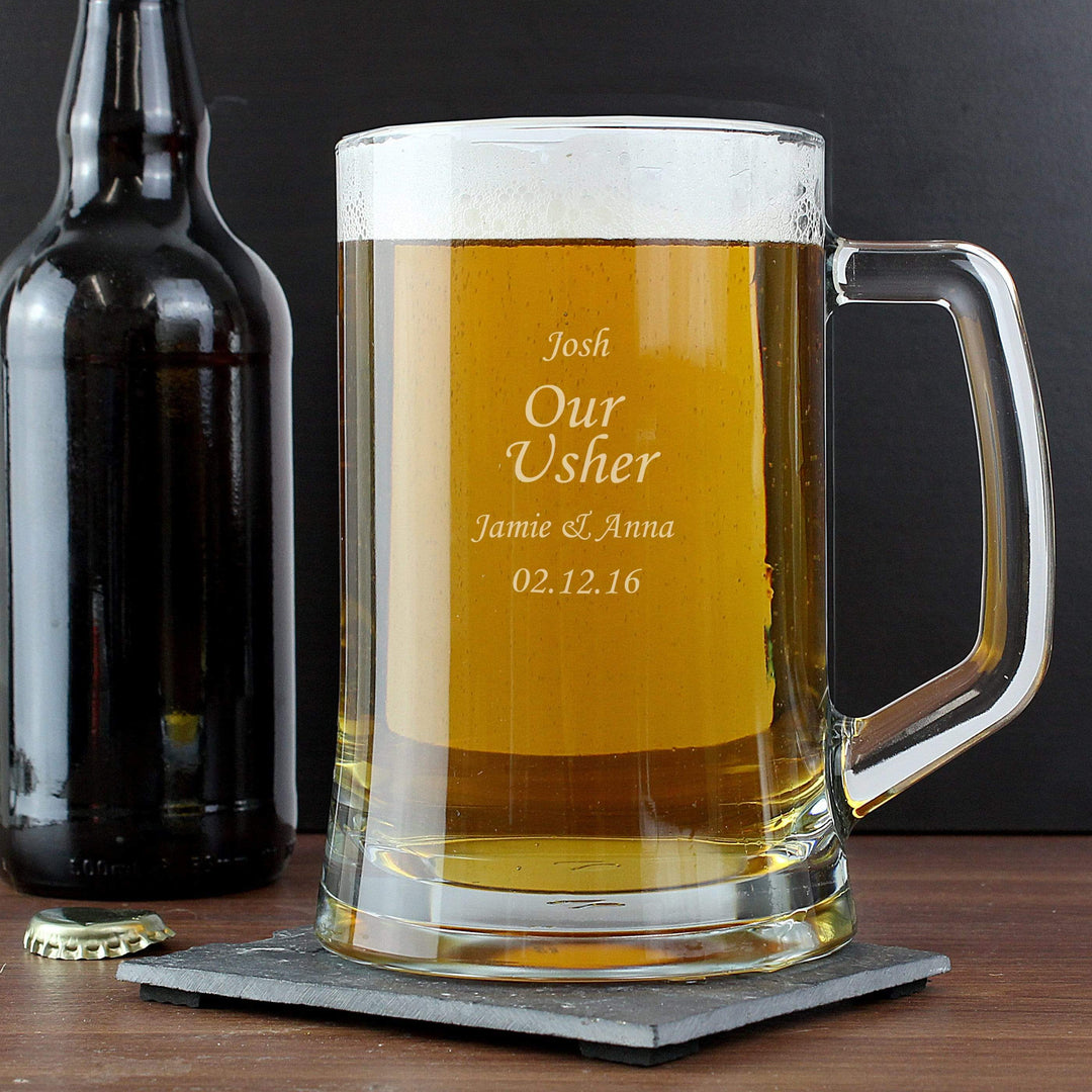 Personalised Memento Glasses &amp; Barware Engraved Personalised Glass Pint Stern Tankard