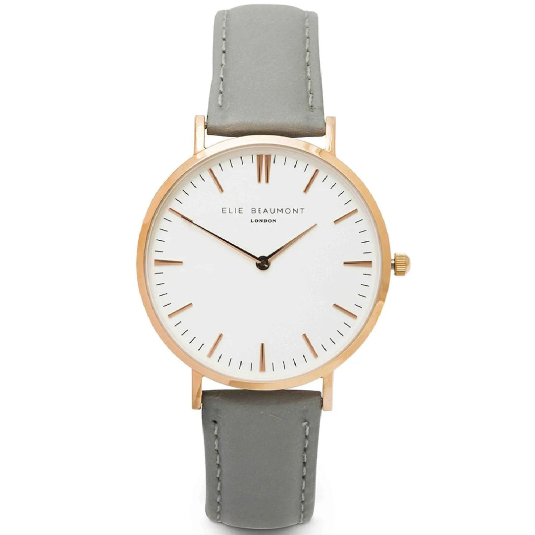 Personalised Elie Beaumont Ladies Leather Watch in Stone